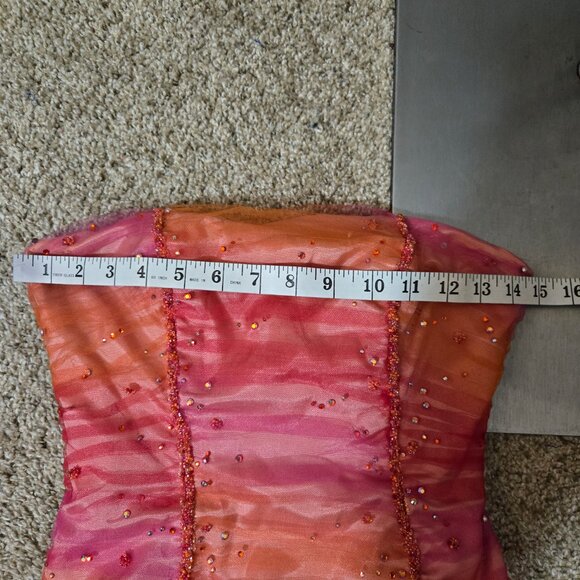 3/4 (fits modern 00) Customized Y2K Vintage De Laru Pink/Orange Tulle Gown Dress - Picture 5 of 7